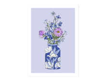 Load image into Gallery viewer, Delphinium Vase on Lilac Print