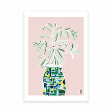 Load image into Gallery viewer, Vase and Leaves on Pink Print