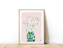 Load image into Gallery viewer, Vase and Leaves on Pink Print